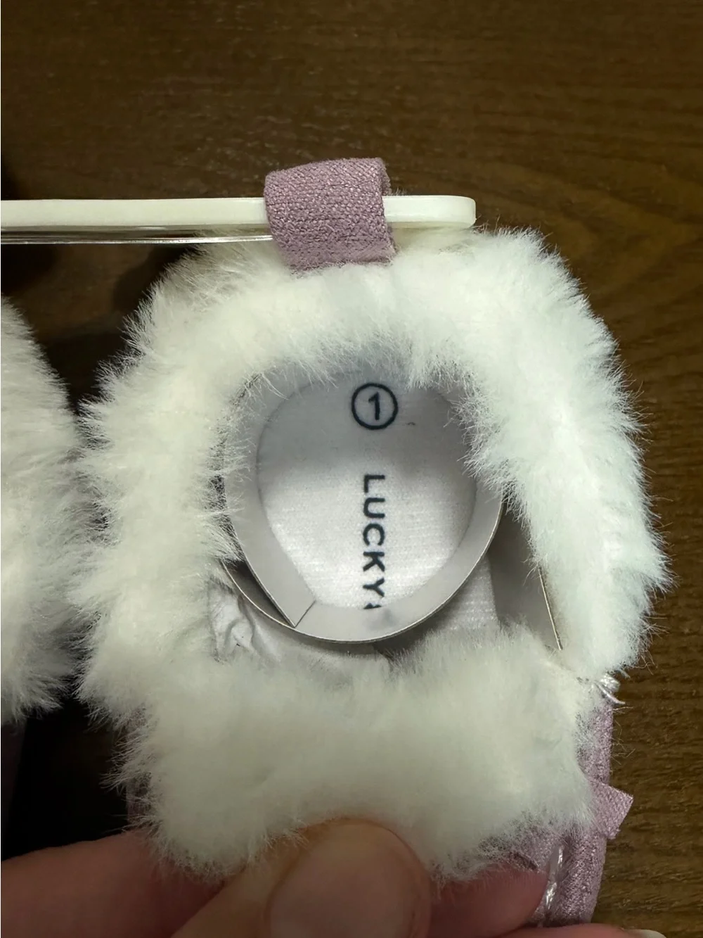 NWT Lucky Brand Crib Shoes Sz 1 0-3M Lavender Faux Fur Moccasin Baby Girl